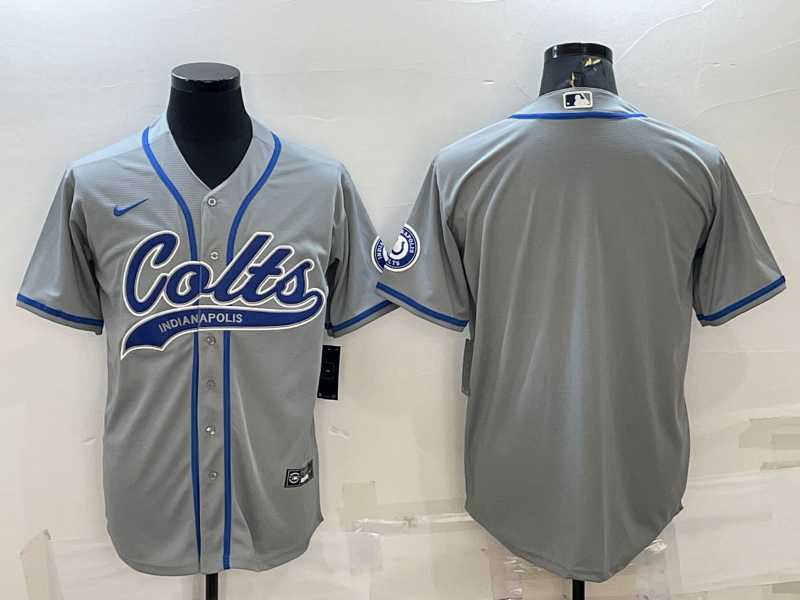 Mens Indianapolis Colts Blank Grey Cool Base Stitched Baseball Jersey